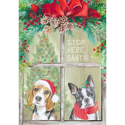 Stop Here Santa White Modern Wood Framed Art Print by Pinto, Patricia