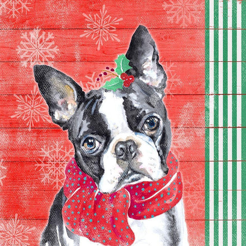 Holiday Puppy II Black Modern Wood Framed Art Print by Pinto, Patricia