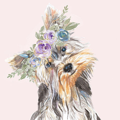 Flower Crown Pet II White Modern Wood Framed Art Print by Pinto, Patricia