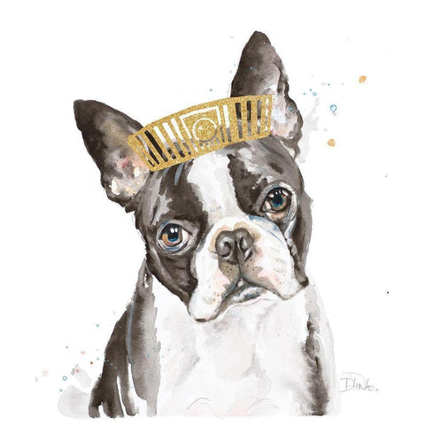 French Bulldog with Crown Black Modern Wood Framed Art Print with Double Matting by Pinto, Patricia