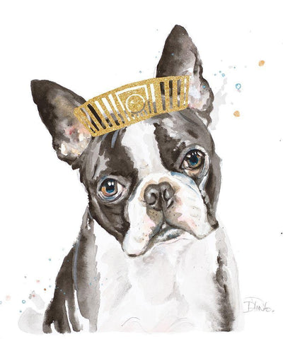 French Bulldog with Crown Black Ornate Wood Framed Art Print with Double Matting by Pinto, Patricia