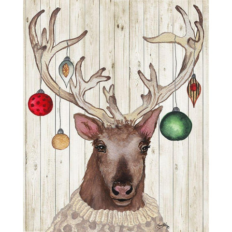 Christmas Reindeer II White Modern Wood Framed Art Print by Medley, Elizabeth