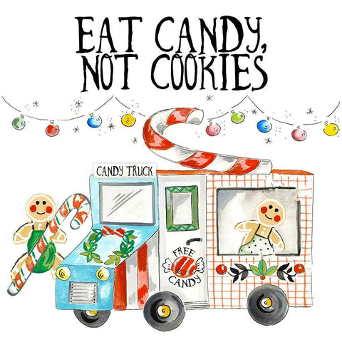 Eat Candy Not Cookies White Modern Wood Framed Art Print with Double Matting by Del Sol, Ani