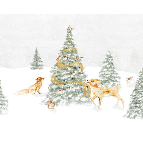 Woodland Christmas I Black Modern Wood Framed Art Print by Gaynor, Janice