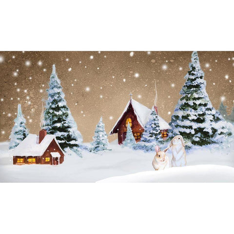 Christmas Village Black Modern Wood Framed Art Print by Gaynor, Janice