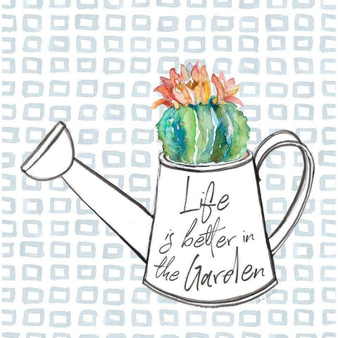 Life Is Better In The Garden Gold Ornate Wood Framed Art Print with Double Matting by Loreth, Lanie