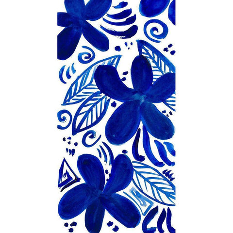 Blue Floral Panel Black Modern Wood Framed Art Print with Double Matting by Loreth, Lanie