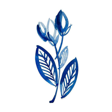 Blue Floral I Black Modern Wood Framed Art Print with Double Matting by Loreth, Lanie