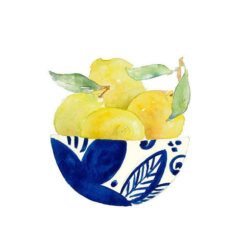 Bowl of Lemons I White Modern Wood Framed Art Print by Loreth, Lanie