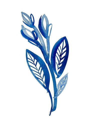 Blue Floral II White Modern Wood Framed Art Print with Double Matting by Loreth, Lanie