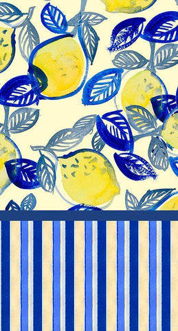 Lemon Panel with Stripe White Modern Wood Framed Art Print with Double Matting by Loreth, Lanie