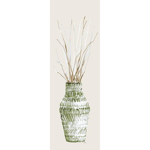 Tall Textured Vase In Green II White Modern Wood Framed Art Print by Loreth, Lanie