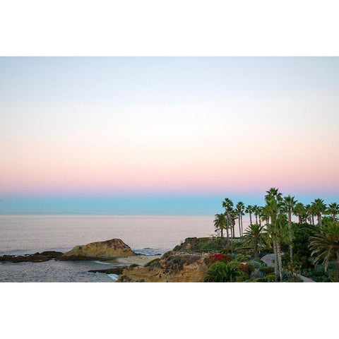 Palm Walkway At Dusk White Modern Wood Framed Art Print by Mansfield, Kathy