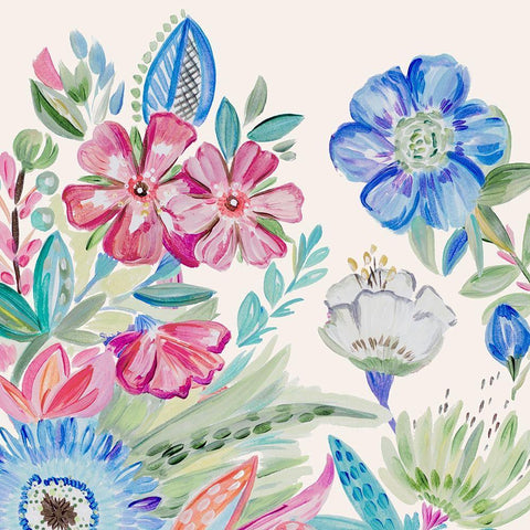 Spring Flower Garden III White Modern Wood Framed Art Print with Double Matting by Del Sol, Ani