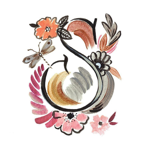 Monogram S (III) White Modern Wood Framed Art Print by Del Sol, Ani