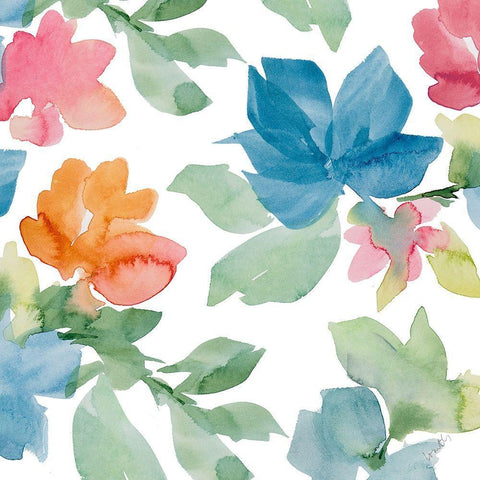 Spring Flowers II White Modern Wood Framed Art Print with Double Matting by Loreth, Lanie