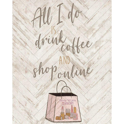 Drink Coffee and Shop Online with Icon Black Modern Wood Framed Art Print with Double Matting by Medley, Elizabeth