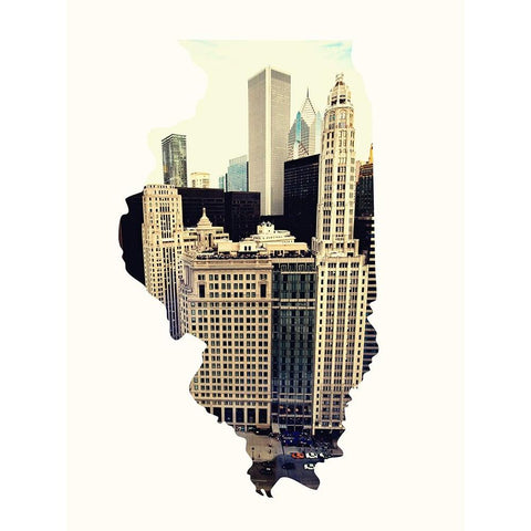 Chi Skyline Black Modern Wood Framed Art Print with Double Matting by Bill Carson Photography