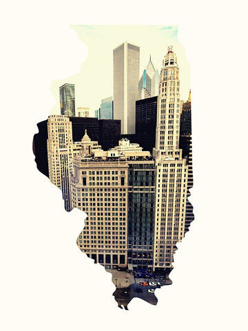 Chi Skyline Black Ornate Wood Framed Art Print with Double Matting by Bill Carson Photography