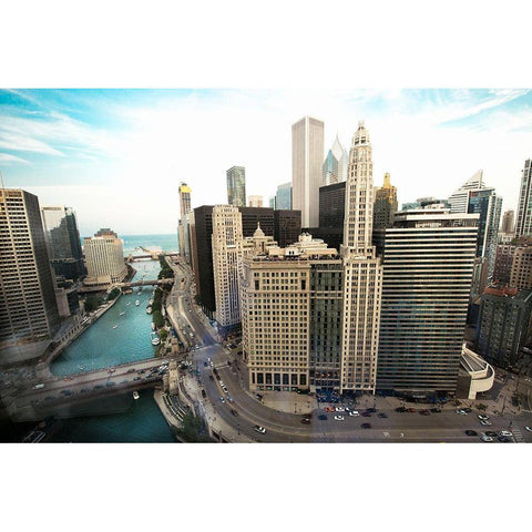 Chicago Skyline White Modern Wood Framed Art Print by Bill Carson Photography