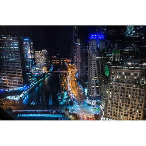 Chicago Nights Black Modern Wood Framed Art Print by Bill Carson Photography