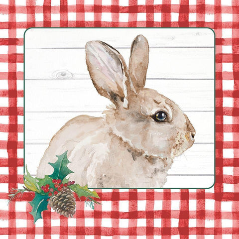 Red Plaid Woodland I Black Modern Wood Framed Art Print by Pinto, Patricia