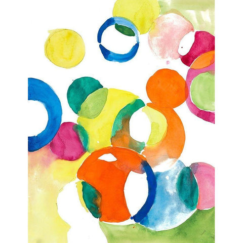 Colorful Circles White Modern Wood Framed Art Print by Loreth, Lanie