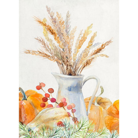 Harvest Wheat Pitcher White Modern Wood Framed Art Print by Loreth, Lanie