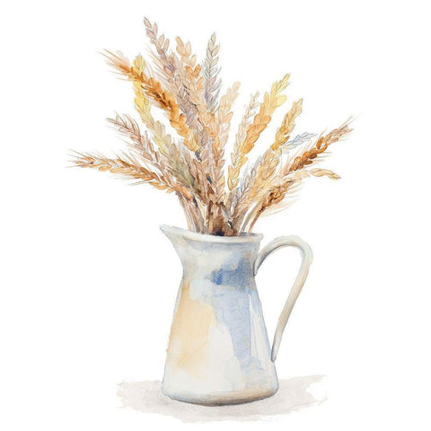 Wheat in Pitcher White Modern Wood Framed Art Print by Loreth, Lanie