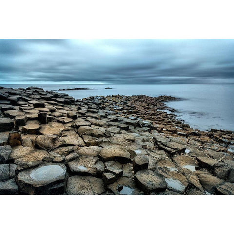 Rocky Shores White Modern Wood Framed Art Print by Amos, Andy