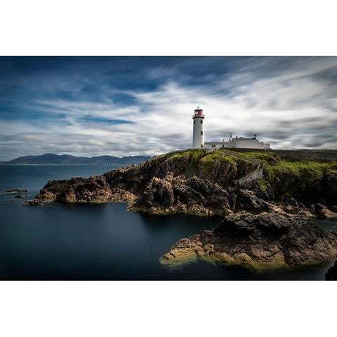Oceans Edge Lighthouse Black Modern Wood Framed Art Print by Amos, Andy