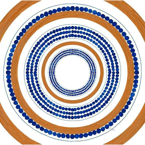 Italian Dotted Circle Tile Gold Ornate Wood Framed Art Print with Double Matting by Pinto, Patricia