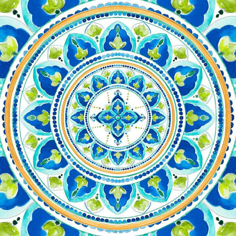 Italian Leaf Tile White Modern Wood Framed Art Print with Double Matting by Pinto, Patricia