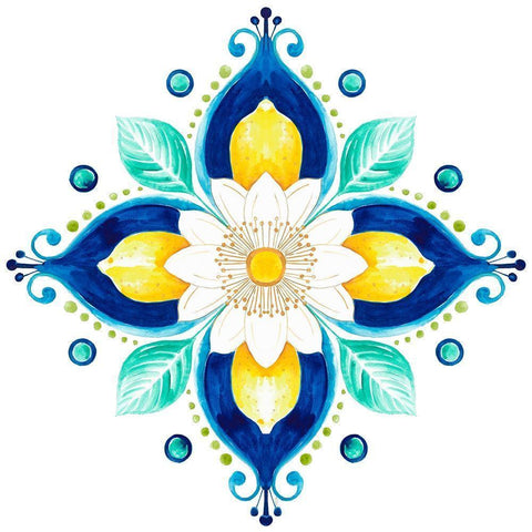 Italian Citrus Tile II Black Modern Wood Framed Art Print by Pinto, Patricia