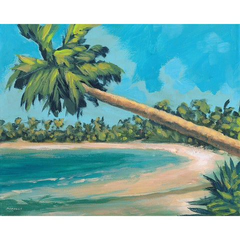 A Palm Tree Away Black Modern Wood Framed Art Print with Double Matting by Meneely, Dan
