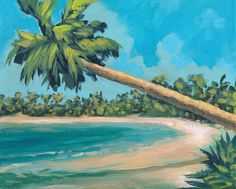 A Palm Tree Away White Modern Wood Framed Art Print with Double Matting by Meneely, Dan