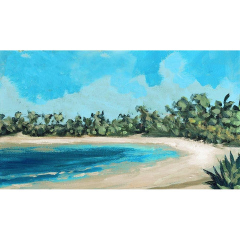 Beach Shore White Modern Wood Framed Art Print by Meneely, Dan
