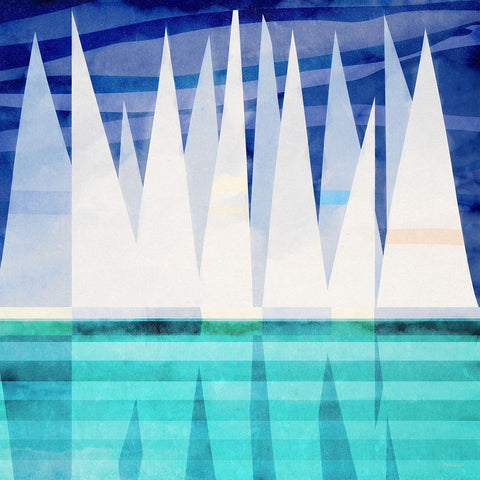 Sailing Day I Black Modern Wood Framed Art Print by Meneely, Dan