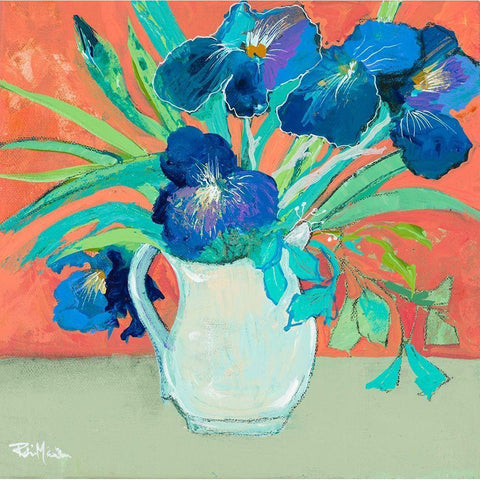 Blue Springtime Vase Black Modern Wood Framed Art Print by Maria, Robin