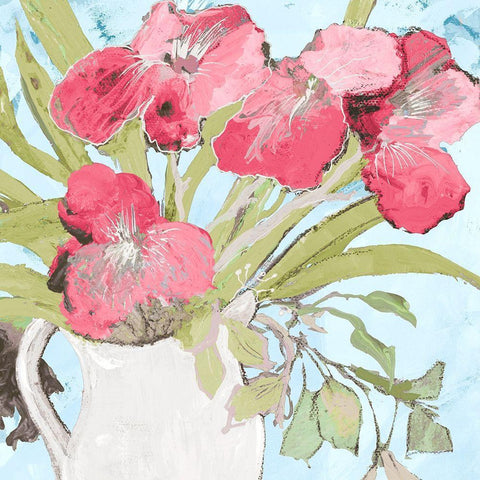 Spring Vase White Modern Wood Framed Art Print with Double Matting by Maria, Robin