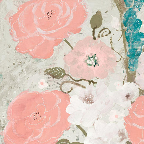 Springtime Roses White Modern Wood Framed Art Print with Double Matting by Maria, Robin