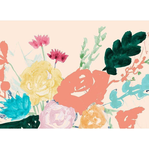 Bright Bursting Floral White Modern Wood Framed Art Print by Maria, Robin