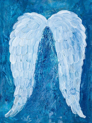Angel Wings Black Ornate Wood Framed Art Print with Double Matting by Maria, Robin