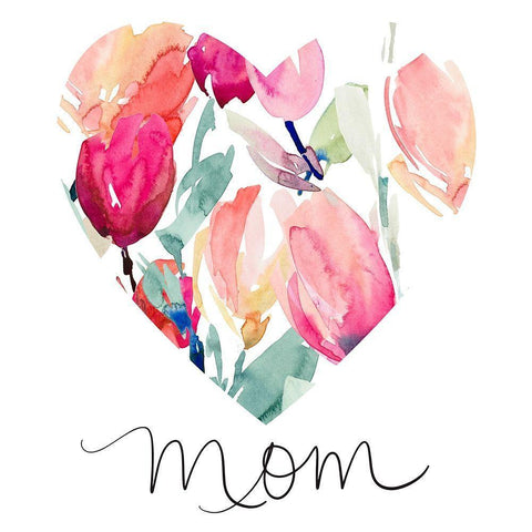 Mom With Tulip Heart White Modern Wood Framed Art Print with Double Matting by Loreth, Lanie