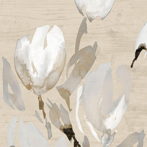 Neutral Tulips I White Modern Wood Framed Art Print with Double Matting by Loreth, Lanie