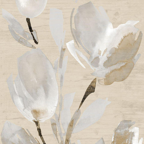 Neutral Tulips II White Modern Wood Framed Art Print with Double Matting by Loreth, Lanie