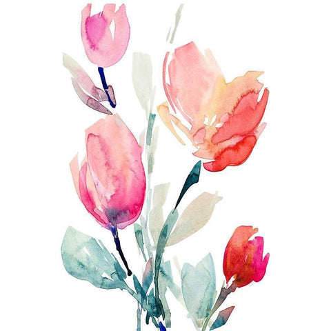 Happy Tulips II White Modern Wood Framed Art Print by Loreth, Lanie