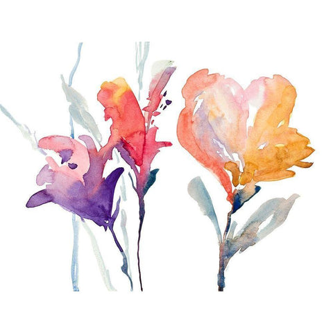 September Blooms I White Modern Wood Framed Art Print by Loreth, Lanie