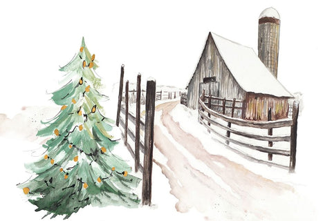 Vermont Farm White Modern Wood Framed Art Print with Double Matting by Pinto, Patricia