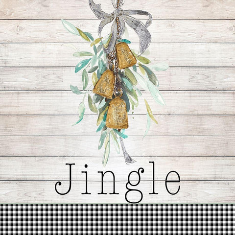 Jingle Bell Wreath Black Modern Wood Framed Art Print by Pinto, Patricia